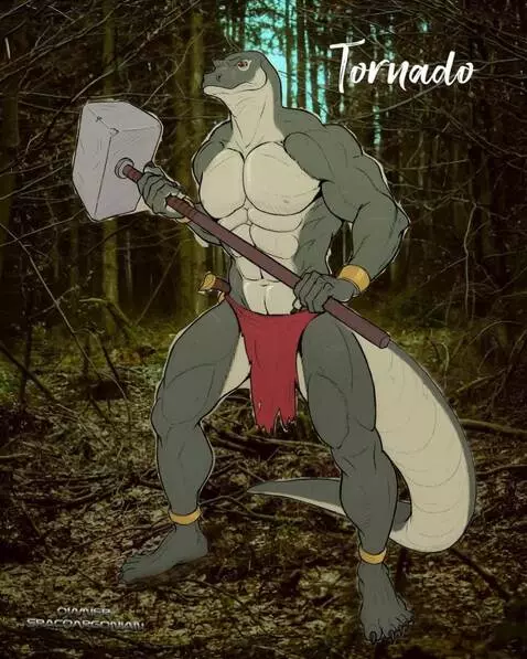 AI Video from prompt: Lizard warrior dude heard some sound ahead of hi