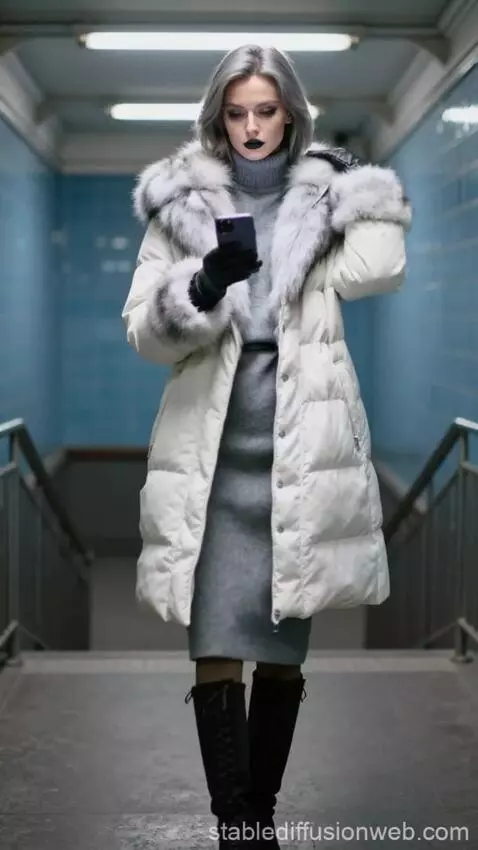 AI Video from prompt: Pov. Winter strangeress is walking at the metrop