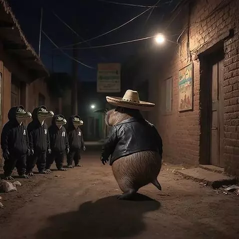AI Video from prompt: A capybara drunkenly walks slowly on its hind le