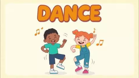 AI Video from prompt: A flashcard to a word "DANCE": a boy and a girl 