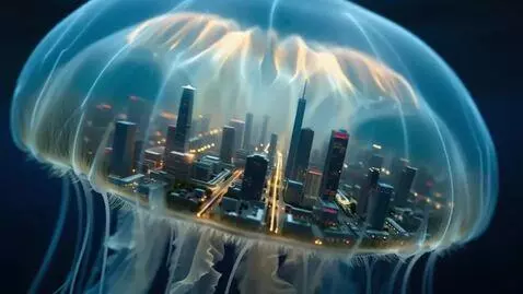 AI Video from prompt: the lights of a living city: city traffic, adver