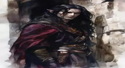 AI Video from prompt: the man steps away from the wall, a nymph dresse