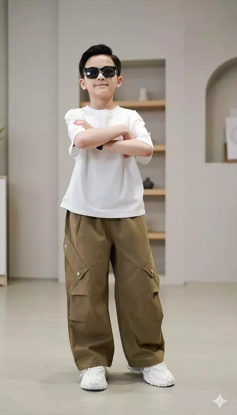 AI Video from prompt: “The boy crosses his arms over his chest and str