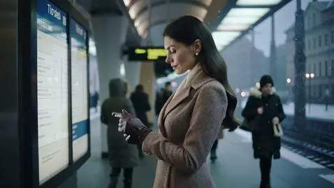 AI Video from prompt: POV, meeting in the subway with a winter strange