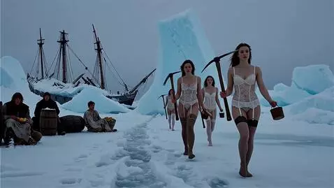 AI Video from prompt: Belarus. A wide panorama of the frozen Barents S