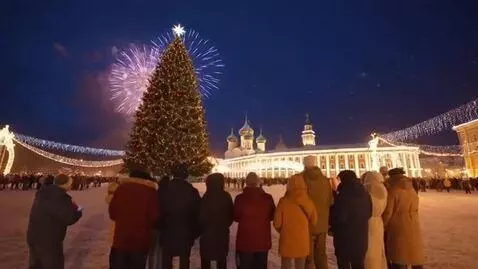 AI Video from prompt: In Russia Yaroslavl city Happy new year night ne