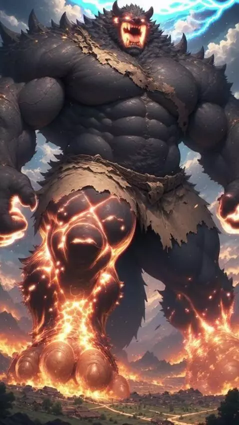 AI Video from prompt: the giant monster that whole body made of rock i