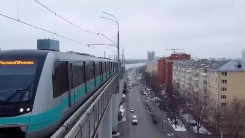 AI Video from prompt: The skytrain travels through Rostov-on-Don