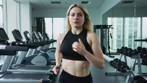 AI Video from prompt: A woman with long blonde hair in a black sleevel