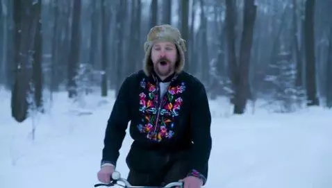 AI Video from prompt: A Ukrainian radical Bandera supporter in a winte