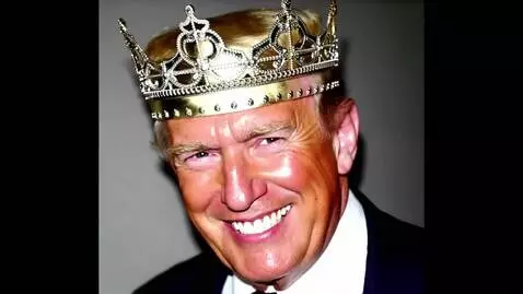 AI Video from prompt: President trump wearing a crown smiling and wink