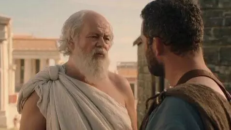 AI Video from prompt: The ancient Greek philosopher Socrates is talkin