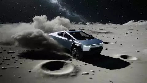 AI Video from prompt: Cyberpunk animation, Cybertruck executing a high