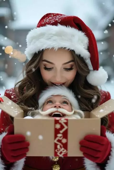 AI Video from prompt: The Snow Maiden is surprised - Father Frost is l