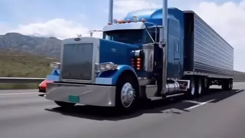 AI Video from prompt: A trucker overtakes a sports car