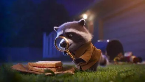 AI Video from prompt: Subject: A smug raccoon wearing a tiny detective