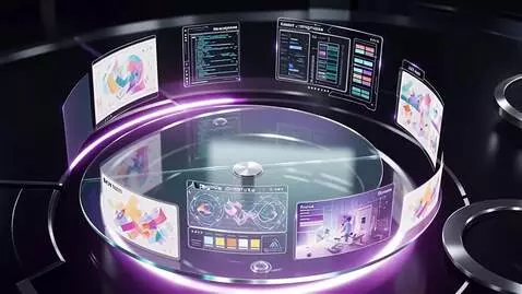 AI Video from prompt: A cinematic overhead shot of a glowing circular 