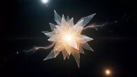 AI Video from prompt: A slow, dramatic reveal of a glowing geometric c