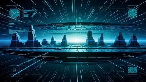 AI Video from prompt: A high-speed cinematic glide over a futuristic d