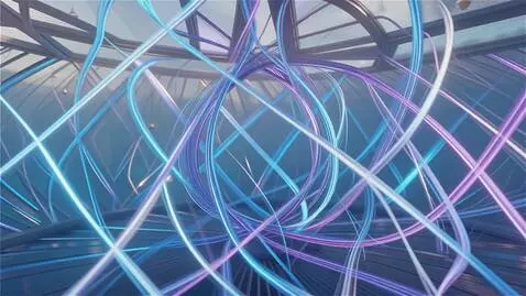 AI Video from prompt: flowing streams of glowing lines weaving togethe