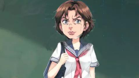 AI Video from prompt: The girl smiles and flirts, giggles