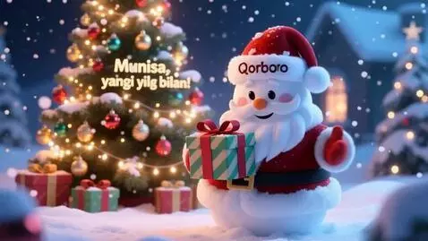 AI Video from prompt: A magical New Year winter scene. A cheerful snow