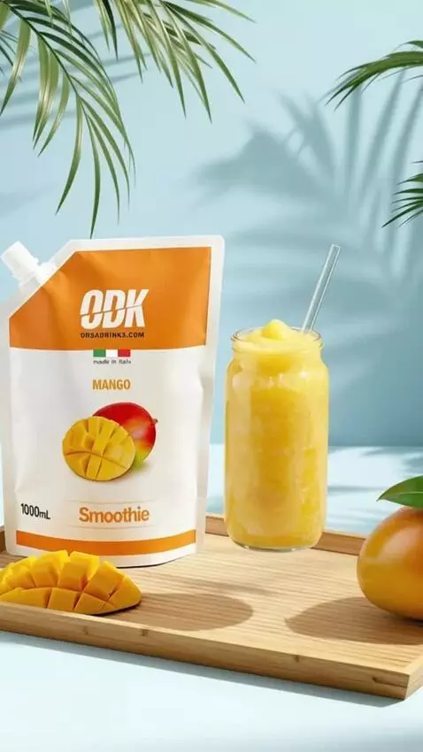 AI Video from prompt: High-end tropical beverage commercial shot. Clea