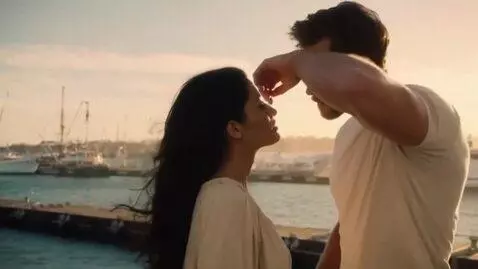 AI Video from prompt: Girl with long black hair and strong white man c