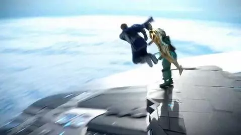 AI Video from prompt: 4 men: Samurai, futuristic green armored warrior