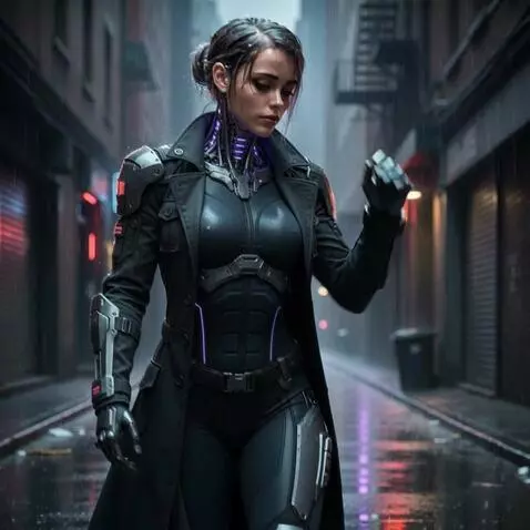 AI Video from prompt: She walks forward, adjusting her hair with her h