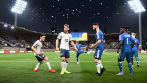 AI Video from prompt: Create a cartoon with Messi, Ronaldo, and other 