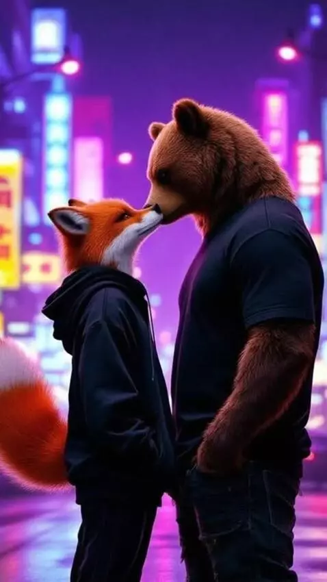 AI Video from prompt: Make them love and kiss each other