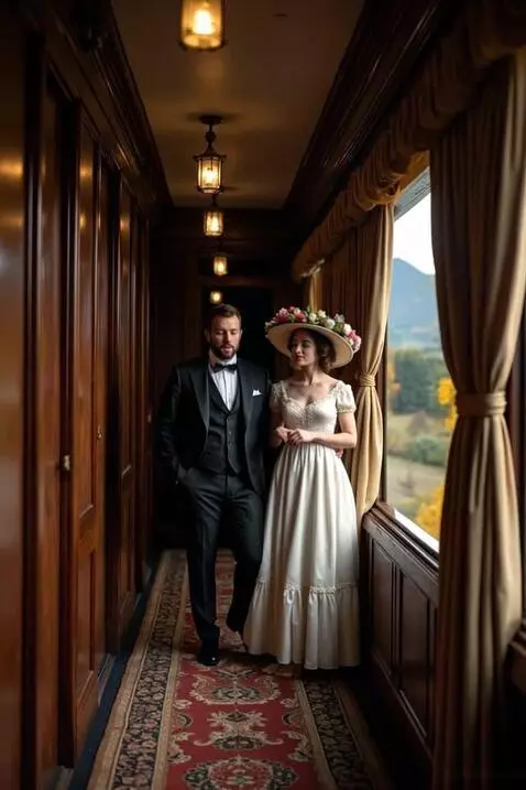 AI Video from prompt: A man and a woman are walking along the corridor