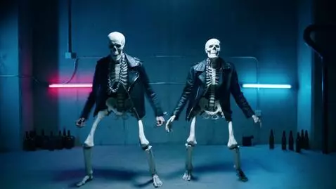 AI Video from prompt: Skeletons dance to heavy meta