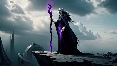 AI Video from prompt: A luminous secret fantasy, A lonely sorceress, h