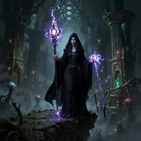 AI Video from prompt: A luminous secret fantasy, A lonely sorceress, h