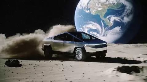 AI Video from prompt: Sci-fi cinematic shot, Tesla Cybertruck drifting