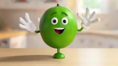 AI Video from prompt: Happy lime grow arms and legs