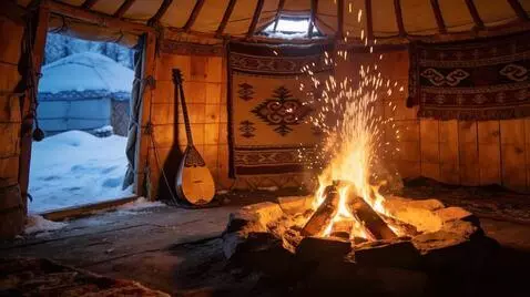 AI Video from prompt: Create a New Year's video card with an Altai the