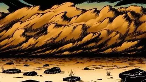 AI Video from prompt: Wide cinematic shot, Mike Mignola comic book sty