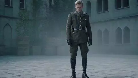 AI Video from prompt: The camera shows the full body of an handsome bl