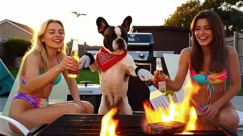 AI Video from prompt: create a short video clip of a frenchie dog gril