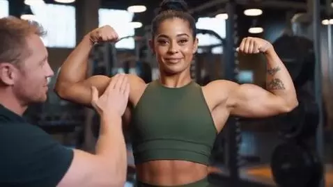 AI Video from prompt: muscle worship girl