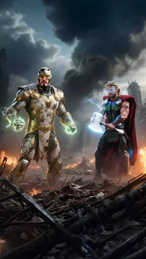 AI Video from prompt: Epic cinematic battle shot, a tense standoff bet