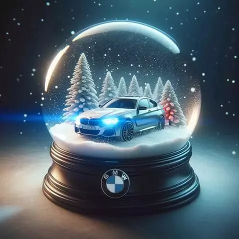 AI Video from prompt: A car in a snow globe flashes its headlights