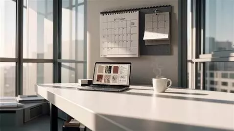 AI Video from prompt: Modern workspace at the end of the year, soft da