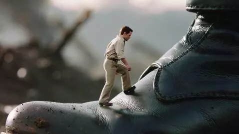 AI Video from prompt: The camera shows a man is walking and bumping ag