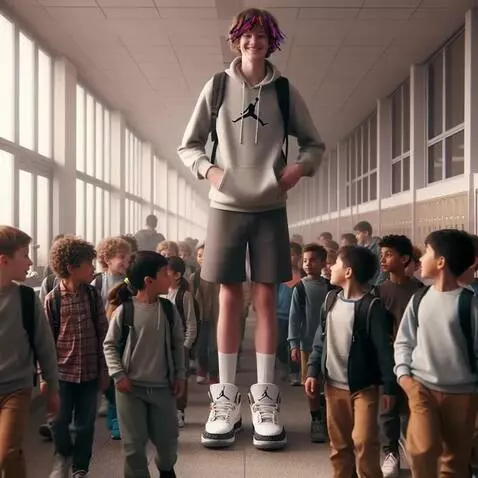 AI Video from prompt: A tall boy walks towards the camera, looks strai