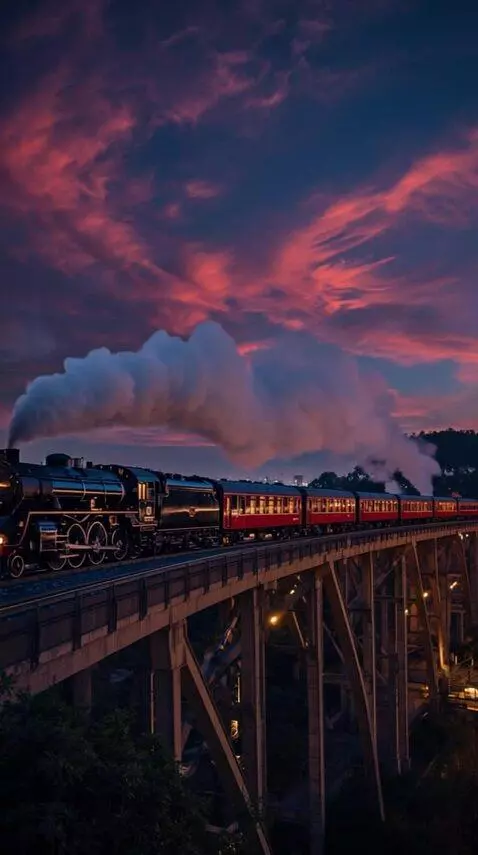 AI Video from prompt: A steam locomotive with luxurious carriages move