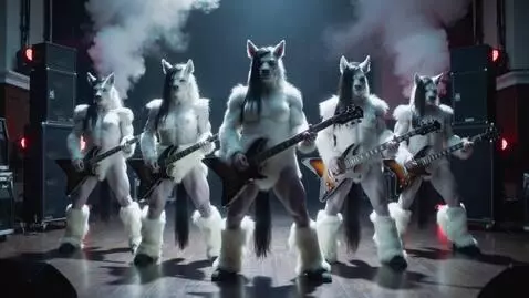 AI Video from prompt: A power metal female group consisting of five fe